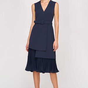 Kay Unger Nadia Pleated Underlay Cocktail Dress US 10 $288